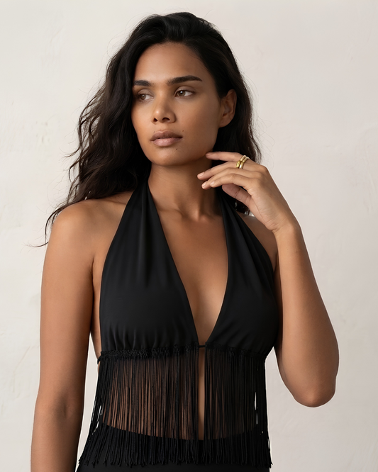 Black Fringe Top