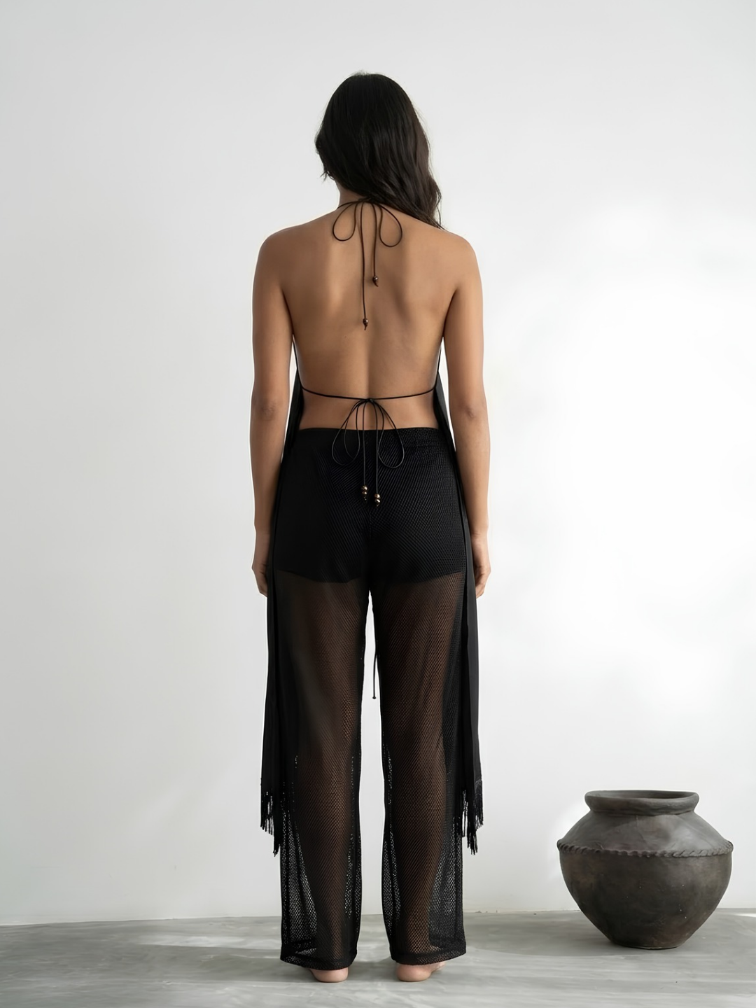 Asymmetric Fringe Halter Top